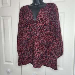 [M-L] Joie‎ SILK Women's Blouse Size Medium-Large flowy red black